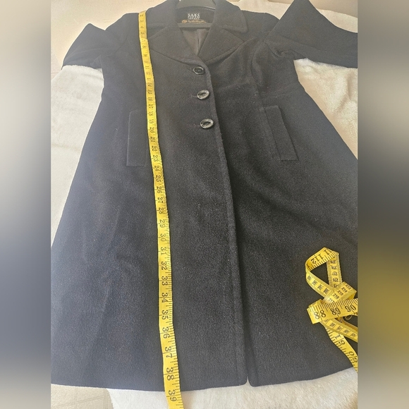 Saks Fifth Avenue -By Loro Piana &Italy   Women's Classic Black Pea Coat 14 Wool - Picture 4 of 6